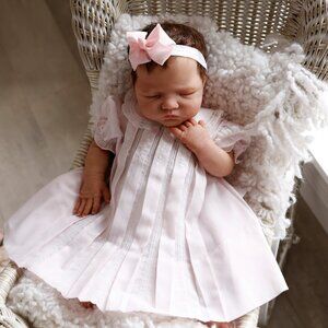 Pink Lace Inlay Pleated Dress Heirloom Newborn Feltman Brothers Newborn